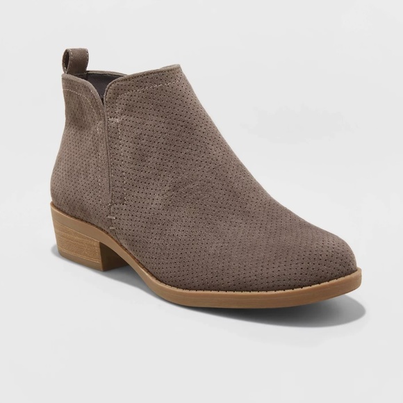 Universal Thread Shoes - Women's Gray Microsuede Laser Cut Bootie